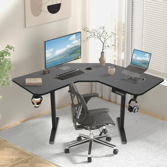 Electric Standing Desk, Adjustable Height, Electric Corner Standing Desk, Sit Stand Up Desk for Home Office Computer Workstation
